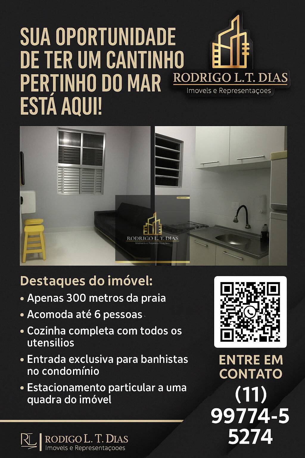 Kitnet à venda no bairro Ocian- Praia Grande - Rodrigo Dias Imóveis
