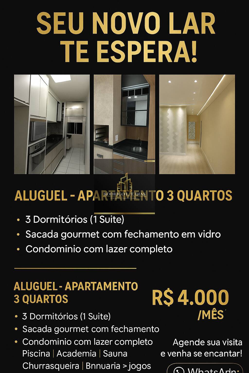 Apartamento para alugar com 3 quartos, 80m² - Foto 1